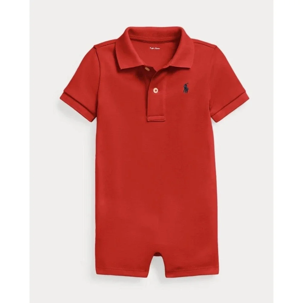 Ralph Lauren Baby Boys 100% Cotton Polo Romper Red Sz 3 Months